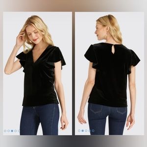 Draper James Velvet Flutter Sleeve Blouse